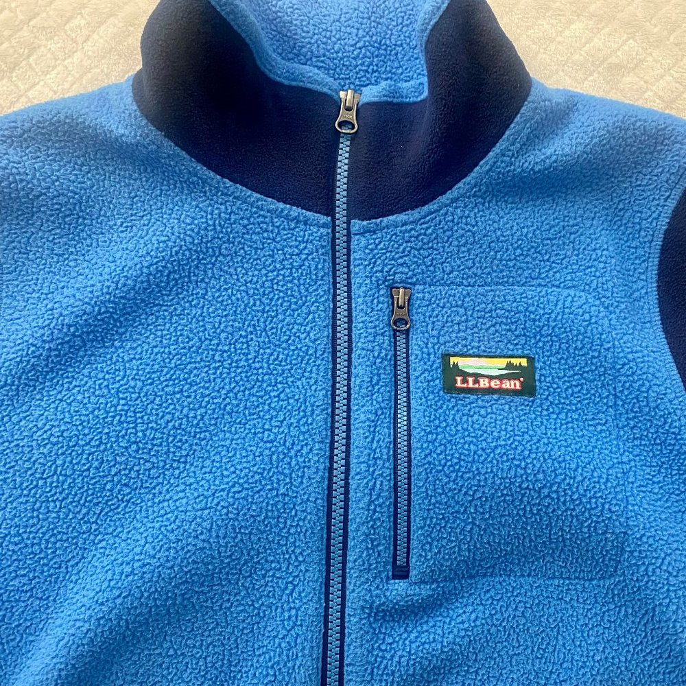 L.L. Bean Two Tone Blue Polartec Fleece Half Zip Fullover
